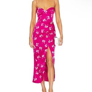 Amika Midi Dress in Hot Pink Floral